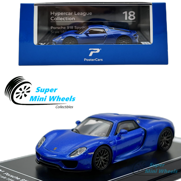 PosterCars 1:64 Porsche 918 Spyder Blue - Hypercar League Collection #18