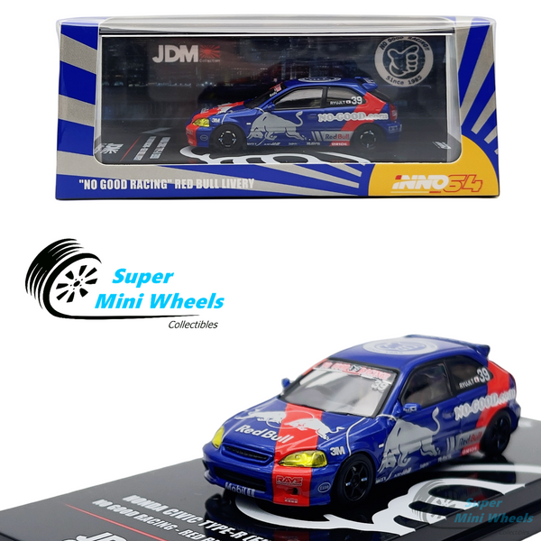 INNO64 1:64 Honda Civic Type-R EK9 JDM "No Good Racing" Red Bull Livery