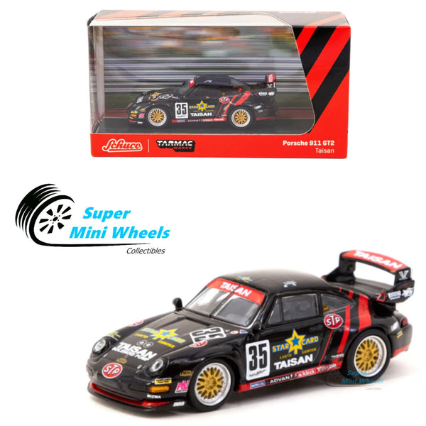 Tarmac Works x Schuco 1:64 Porsche 911 GT2 Taisan Starcard #35 Black