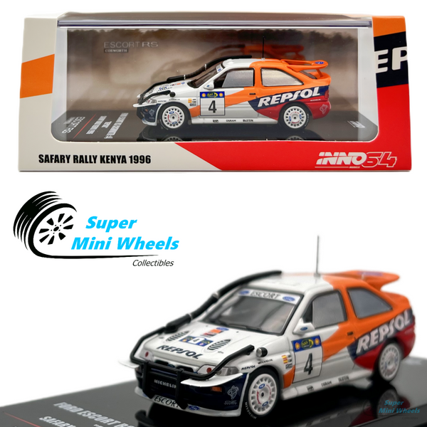 INNO64 1:64 Ford Escort RS Cosworth #4 "Repsol" Safary Rally Kenya 1996