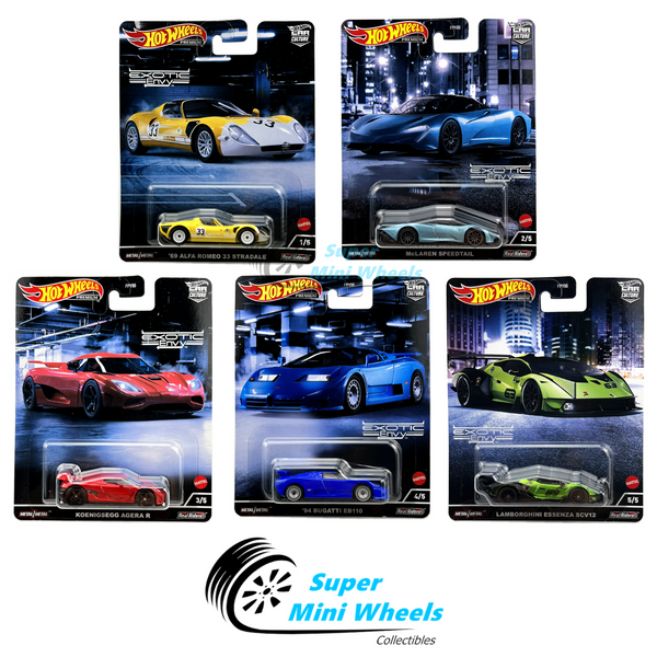 Hot Wheels Premium 2022 Car Culture M Case Exotic Envy Set of 5 Cars