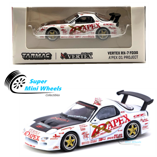 Tarmac Works 1:64  VERTEX RX-7 FD3S A'PEX D1 PROJECT (White) - GLOBAL64