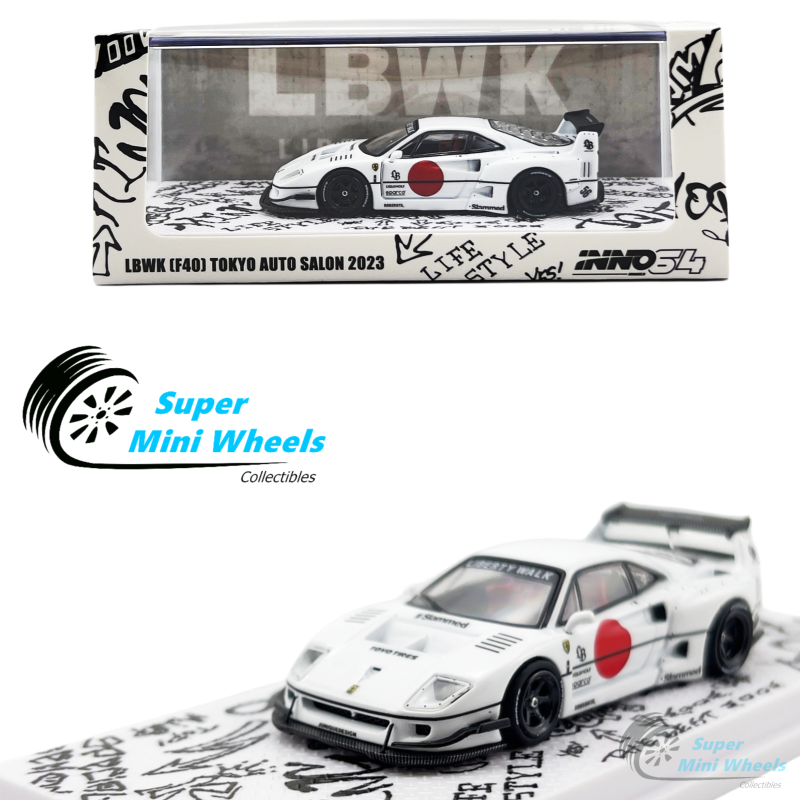 INNO64 1:64 LBWK Ferrari F40 Tokyo Auto Salon 2023 (White) – Super Mini ...
