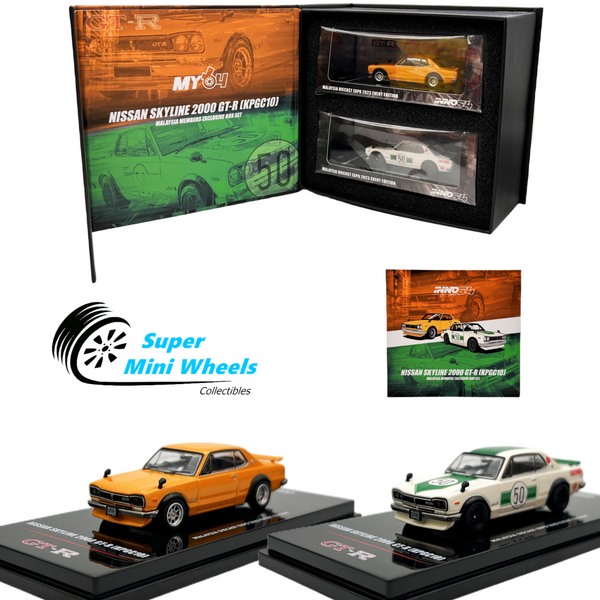 INNO64 1:64 Nissan Skyline 2000 GT-R KPGC10 Malaysia EXPO 2023 - 2 Cars Set