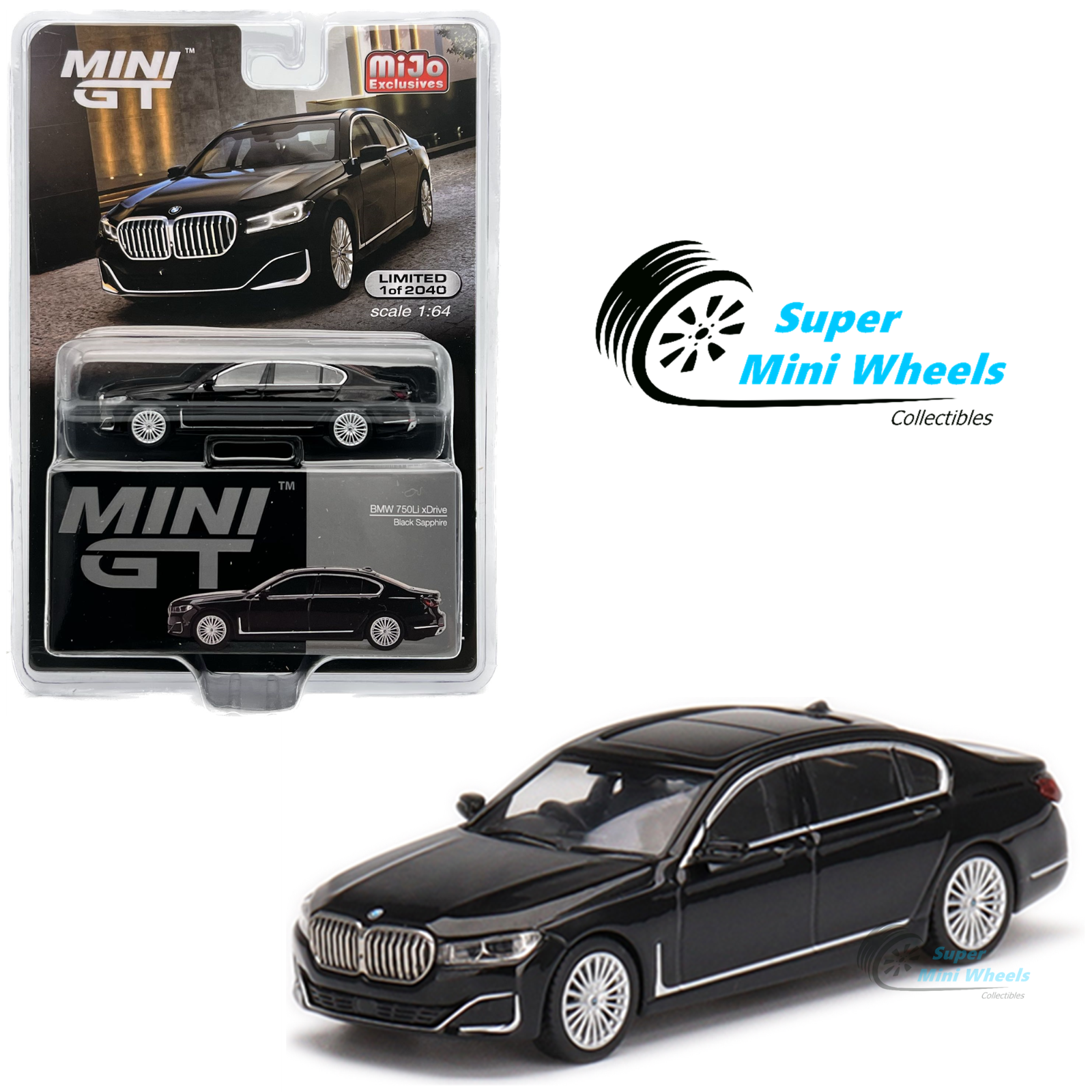 Mini GT 1:64 BMW 750Li xDrive Black Sapphire #436 – Super Mini Wheels