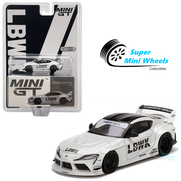 Mini GT 1:64 LB WORKS Toyota GR Supra LBWK (White) #235 - Mijo Exclusive