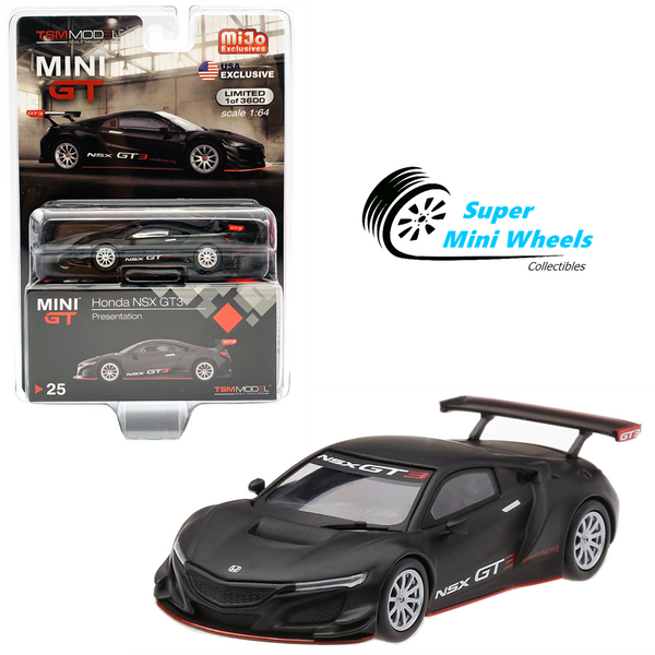 Mini GT 1:64 Honda NSX GT3 Presentation (Black & Silver Wheels) #25