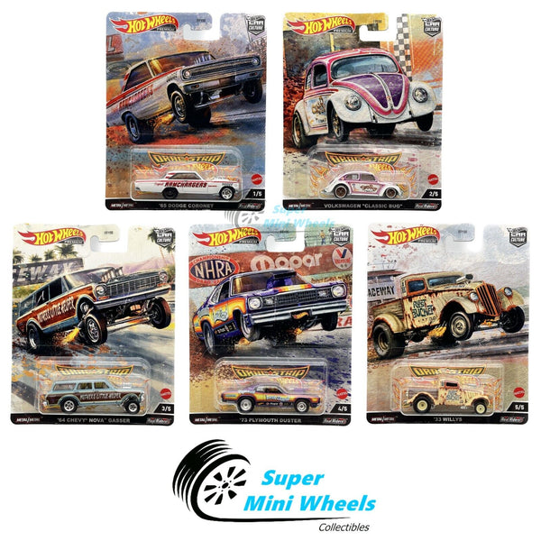 Hot Wheels Premium 2022 Car Culture R Case Drag Strip Set of 5 Cars