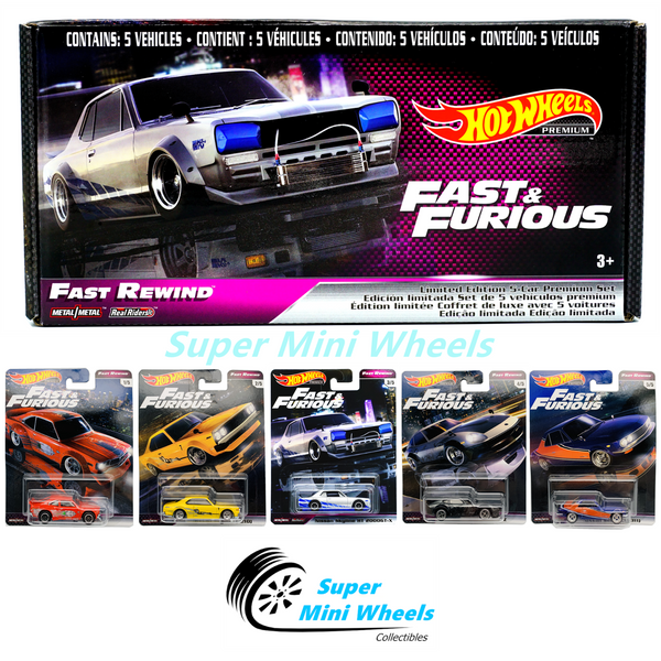 Hot Wheels Premium 2020 Fast & Furious Fast Rewind E Case Box Set of 5 Cars