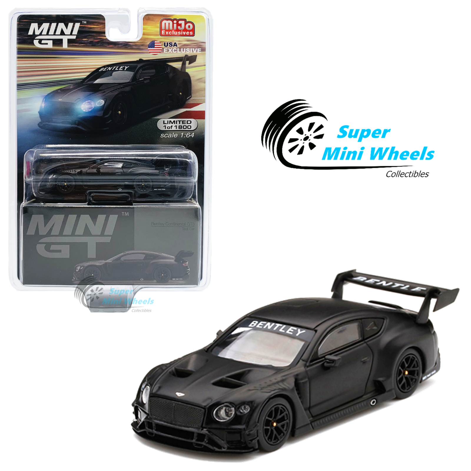 Mini GT 1:64 Bentley Continental GT3 Test Car (Black) #177 – Super