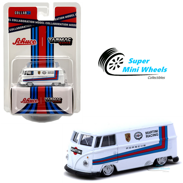 Schuco x Tarmac Works 1:64 Volkswagen T1 Panel Van - Martini Racing (White)